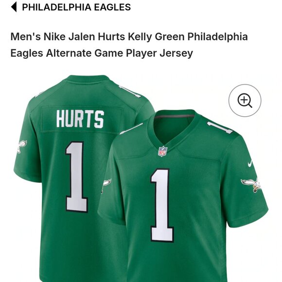Jalen Hurts Kelly Green Alternate Game Player Jersey - Picture 4 of 4